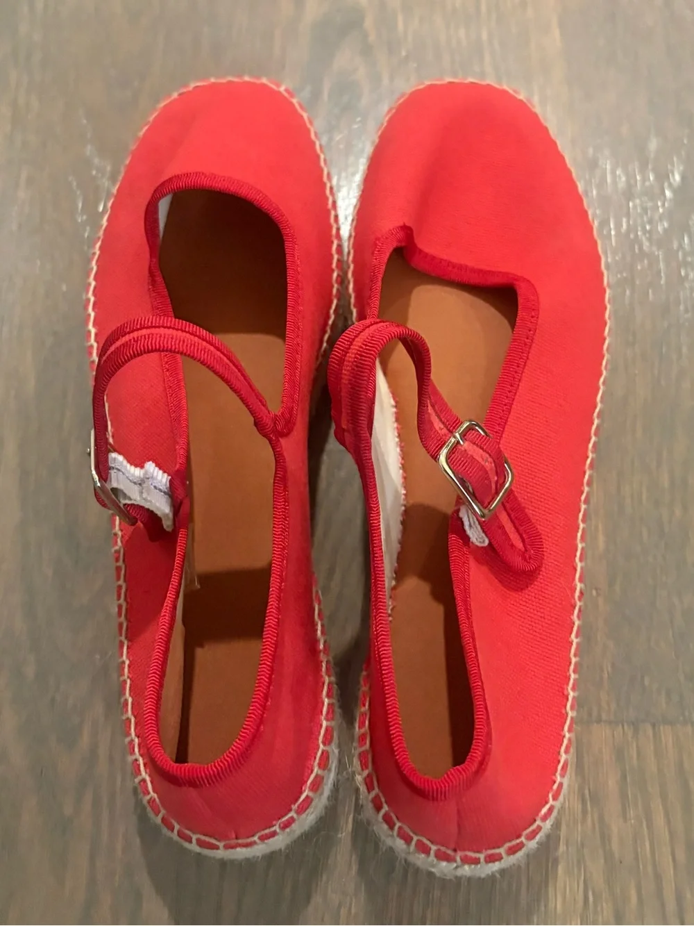 Anthropologie Maeve Mary Jane Espadrille Flats in Red